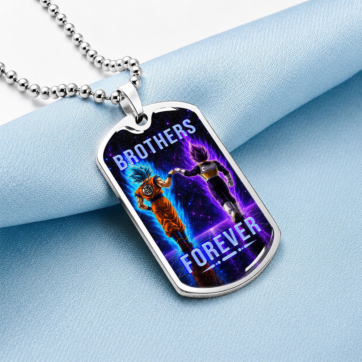 Custom Dragon Ball Goku & Vegeta Brother Dog Tag Necklace - Motivational Quote "Brothers Forever"  Stainless Steel Pendant - Anime Gift for DBZ Fans - DRDL118