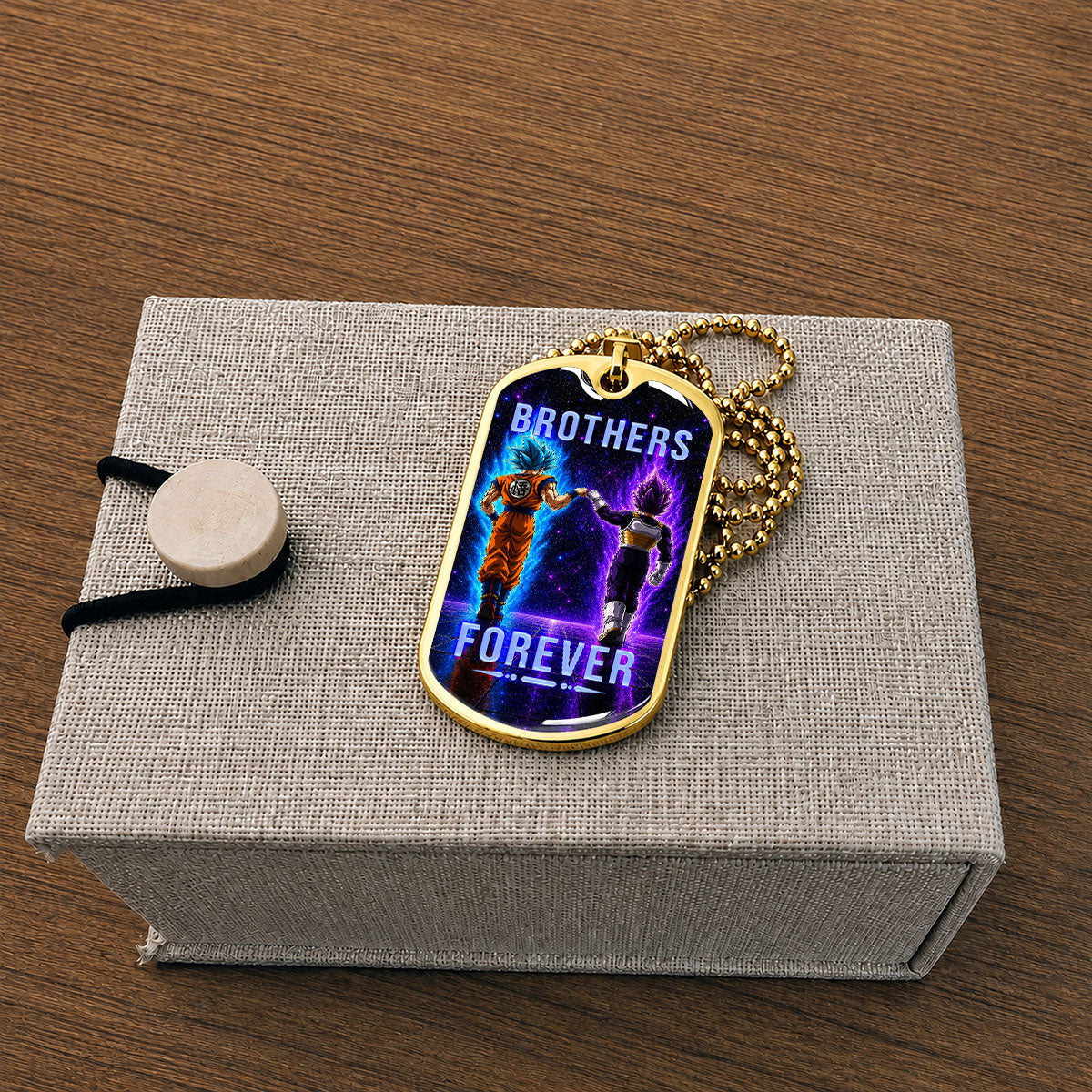 Custom Dragon Ball Goku & Vegeta Brother Dog Tag Necklace - Motivational Quote "Brothers Forever"  Stainless Steel Pendant - Anime Gift for DBZ Fans - DRDL118