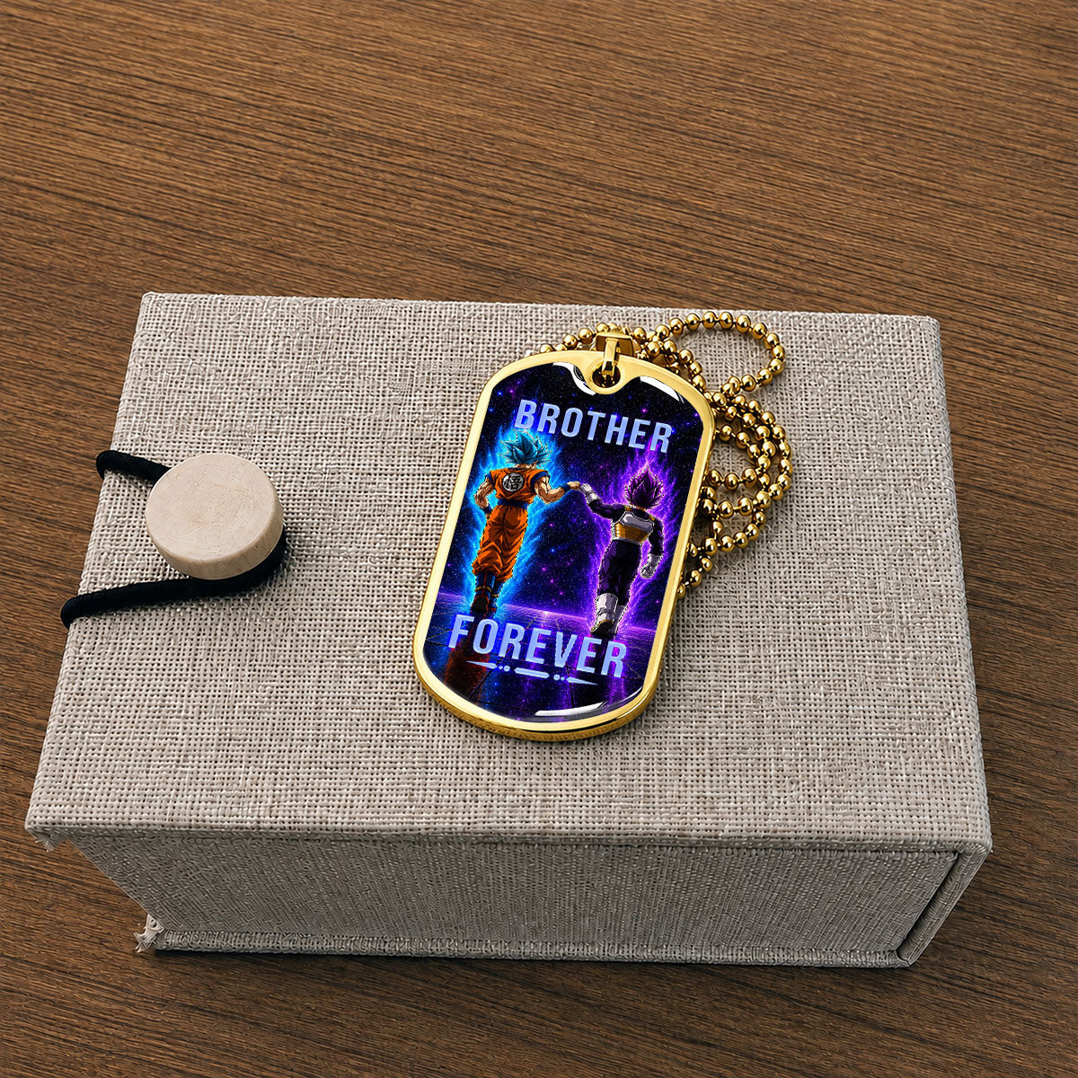 Custom Dragon Ball Goku & Vegeta Brother Dog Tag Necklace - Motivational Quote "Brothers Forever"  Stainless Steel Pendant - Anime Gift for DBZ Fans - DRDL119