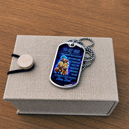 Personalized Dragon Ball Goku & Gohan Dog Tag Necklace - "To My Son From Dad" Stainless Steel Pendant - Meaningful Anime Gift for DBZ Fans - DRDL120