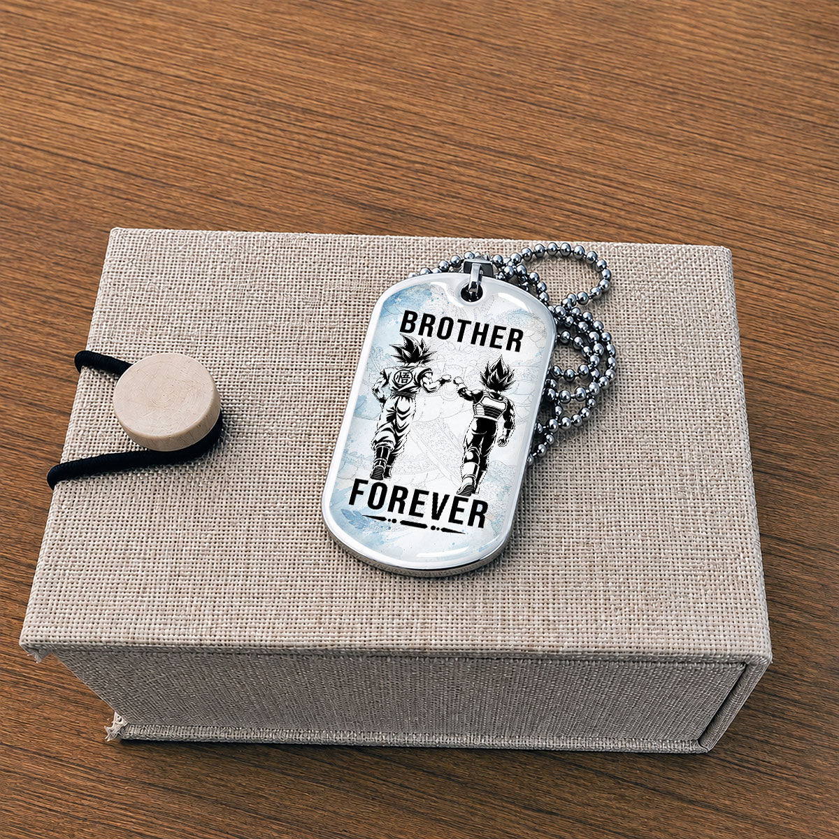 Custom Dragon Ball Goku & Vegeta Brother Dog Tag Necklace - Motivational Quote "Brother Forever"  Stainless Steel Pendant - Anime Gift for DBZ Fans - DRDL127