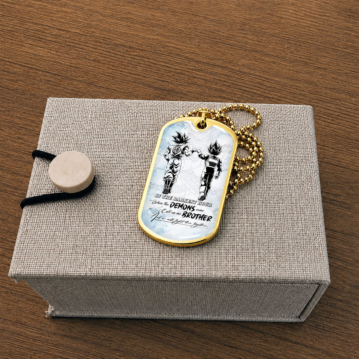 Custom Dragon Ball Goku & Vegeta Brother Dog Tag Necklace - Motivational Quote "Call On Me Brother"  Stainless Steel Pendant - Anime Gift for DBZ Fans - DRDL128