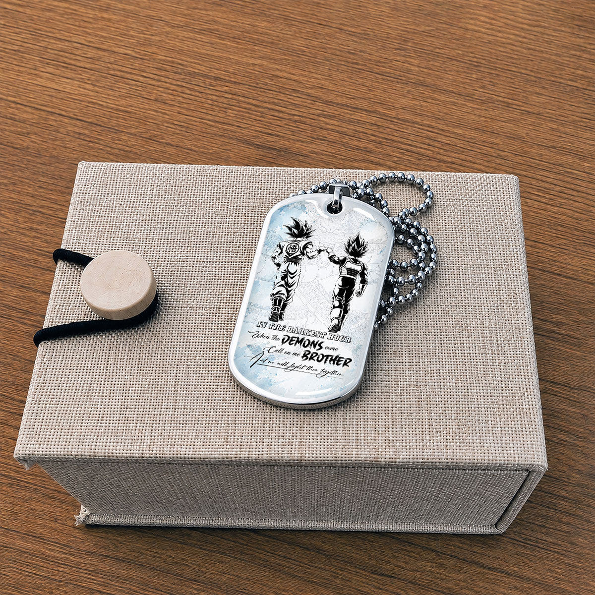 Custom Dragon Ball Goku & Vegeta Brother Dog Tag Necklace - Motivational Quote "Call On Me Brother"  Stainless Steel Pendant - Anime Gift for DBZ Fans - DRDL128