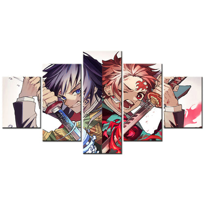 Demon Slayer - Kimetsu no Yaiba - 5 Pieces Wall Art - Giyu Tomioka - Tanjiro Kamado - Demon Slayer Poster - Demon Slayer Wall Art