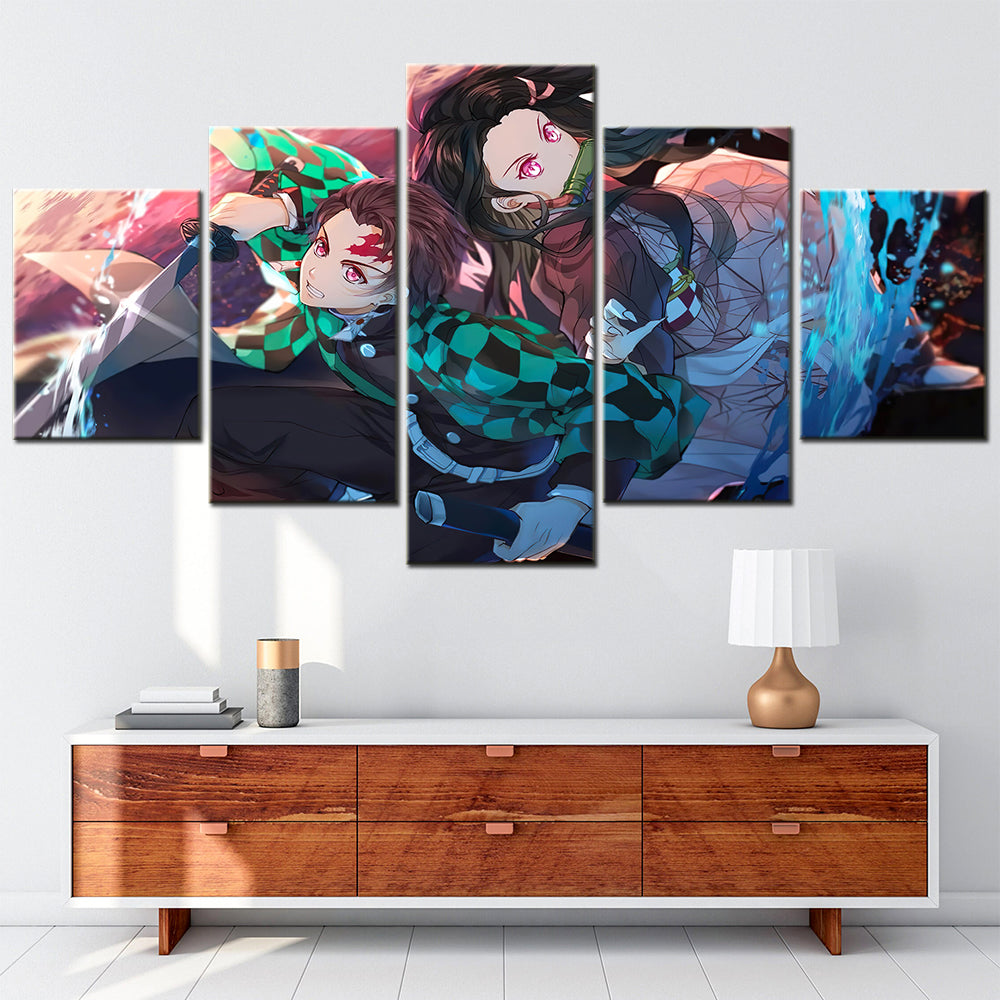 Demon Slayer - Kimetsu no Yaiba - 5 Pieces Wall Art - Kamado Tanjirou - Nezuko Kamado - Demon Slayer Poster - Demon Slayer Wall Art