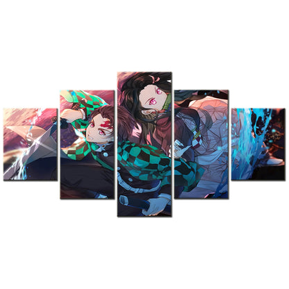 Demon Slayer - Kimetsu no Yaiba - 5 Pieces Wall Art - Kamado Tanjirou - Nezuko Kamado - Demon Slayer Poster - Demon Slayer Wall Art