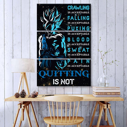 Dragon Ball - 3 Piece Wall Art - DR015 - Quitting Is Not - Goku - Super Saiyan Blue - Dragon Ball Canvas