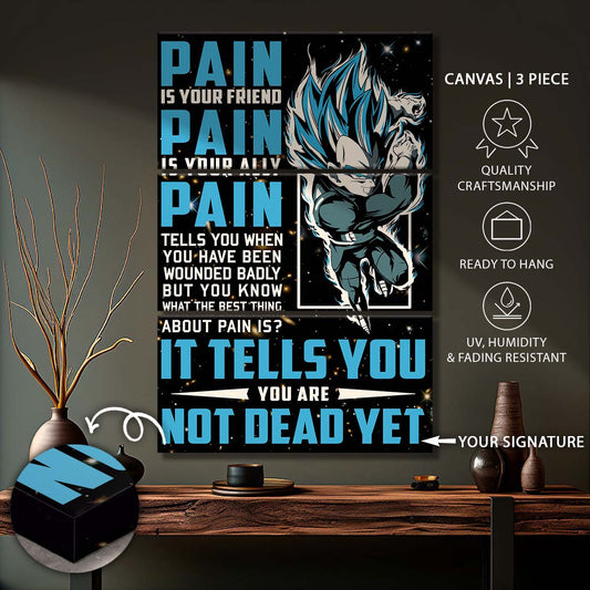 Dragon Ball - 3 Piece Wall Art - DR056 - Quitting Is Not - Vegeta - Super Saiyan Blue - Dragon Ball Canvas