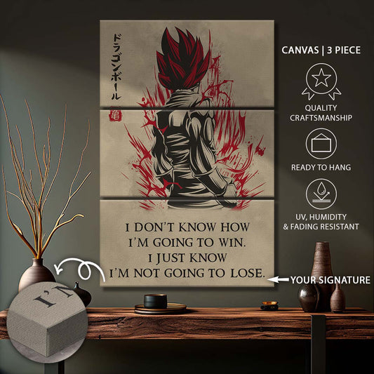 Dragon Ball - 3 Piece Wall Art - DR058 - I'm Not Going To Lose - Goku - Vegeta - Vegeto - Super Saiyan God - Dragon Ball Canvas