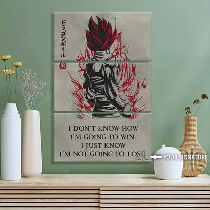 Dragon Ball - 3 Piece Wall Art - DR058 - I'm Not Going To Lose - Goku - Vegeta - Vegeto - Super Saiyan God - Dragon Ball Canvas