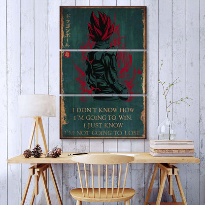 Dragon Ball - 3 Piece Wall Art - DR059 - I'm Not Going To Lose - Goku - Vegeta - Vegeto - Super Saiyan God - Dragon Ball Canvas