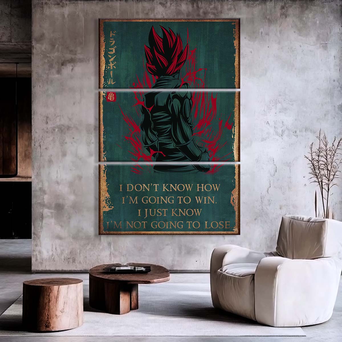 Dragon Ball - 3 Piece Wall Art - DR059 - I'm Not Going To Lose - Goku - Vegeta - Vegeto - Super Saiyan God - Dragon Ball Canvas