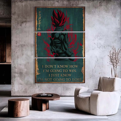 Dragon Ball - 3 Piece Wall Art - DR059 - I'm Not Going To Lose - Goku - Vegeta - Vegeto - Super Saiyan God - Dragon Ball Canvas