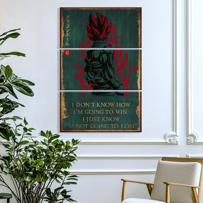 Dragon Ball - 3 Piece Wall Art - DR059 - I'm Not Going To Lose - Goku - Vegeta - Vegeto - Super Saiyan God - Dragon Ball Canvas