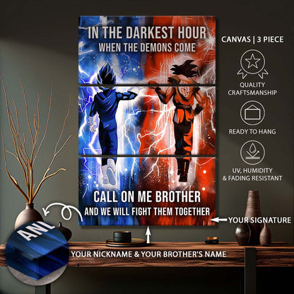 Dragon Ball - 3 Piece Wall Art - DR072 - Call On Me Brother - Goku - Vegeta - Dragon Ball Canvas