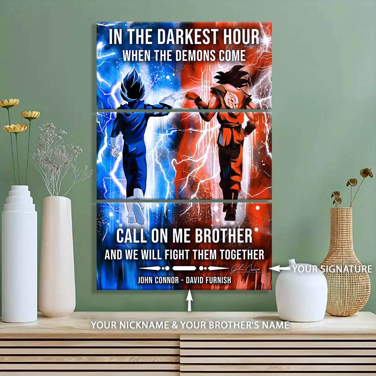 Dragon Ball - 3 Piece Wall Art - DR072 - Call On Me Brother - Goku - Vegeta - Dragon Ball Canvas