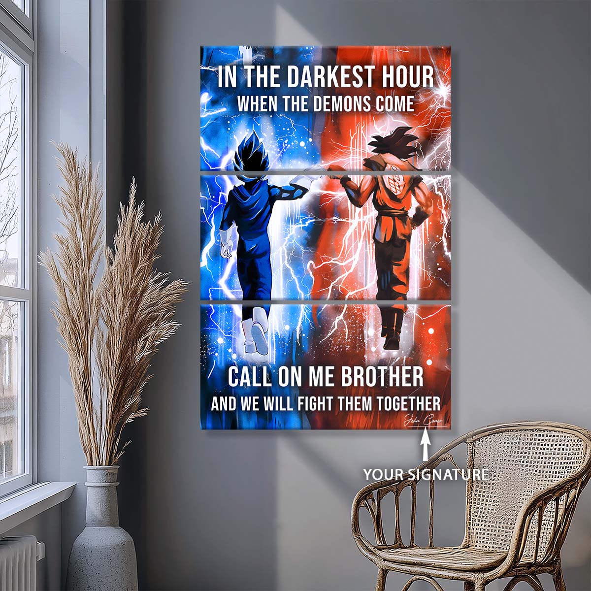 Dragon Ball - 3 Piece Wall Art - DR072 - Call On Me Brother - Goku - Vegeta - Dragon Ball Canvas