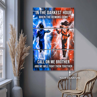 Dragon Ball - 3 Piece Wall Art - DR072 - Call On Me Brother - Goku - Vegeta - Dragon Ball Canvas