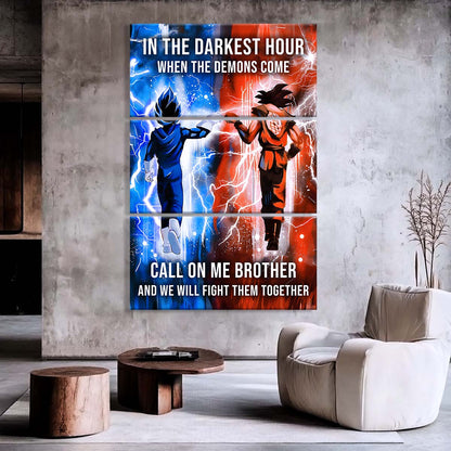 Dragon Ball - 3 Piece Wall Art - DR072 - Call On Me Brother - Goku - Vegeta - Dragon Ball Canvas
