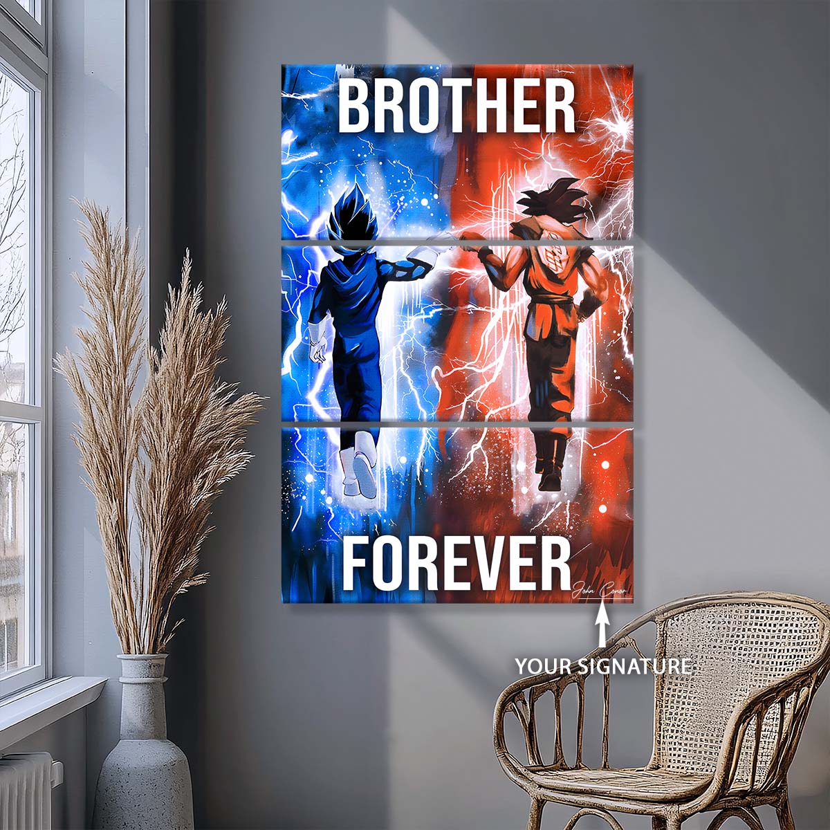 Dragon Ball - 3 Piece Wall Art - DR073 - Brother Forever - Goku - Vegeta - Dragon Ball Canvas