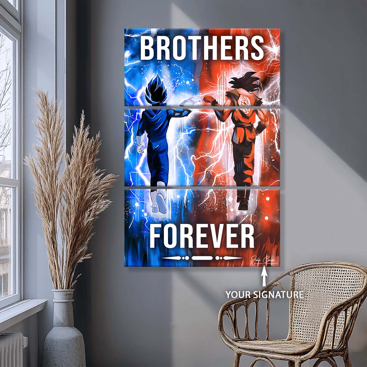Dragon Ball - 3 Piece Wall Art - DR074 - Brothers Forever - Goku - Vegeta - Dragon Ball Canvas