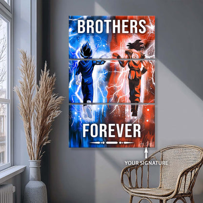 Dragon Ball - 3 Piece Wall Art - DR074 - Brothers Forever - Goku - Vegeta - Dragon Ball Canvas