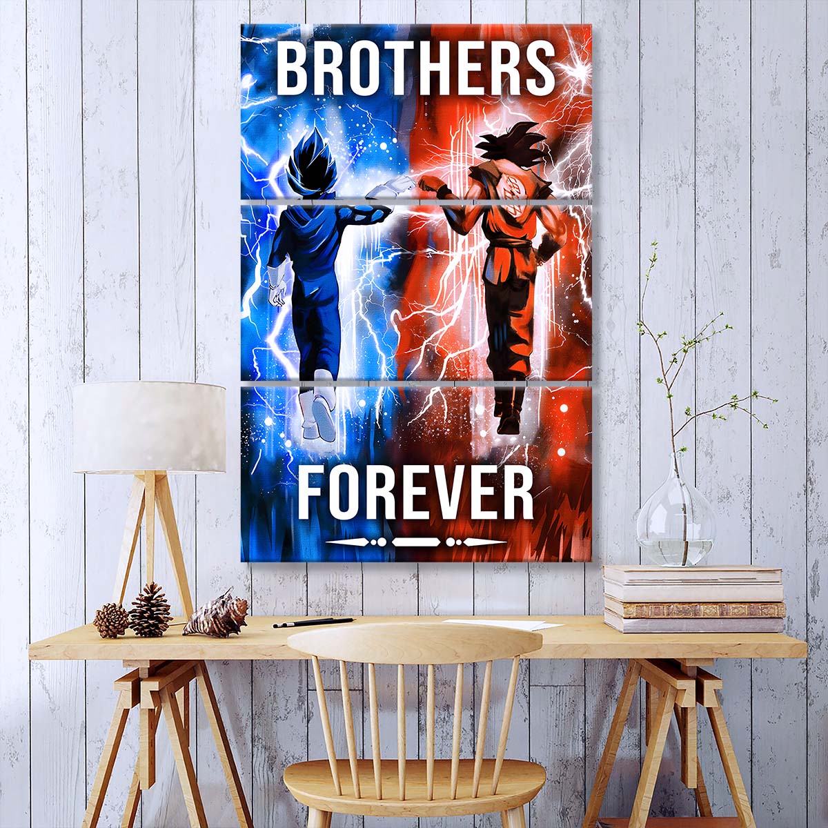 Dragon Ball - 3 Piece Wall Art - DR074 - Brothers Forever - Goku - Vegeta - Dragon Ball Canvas