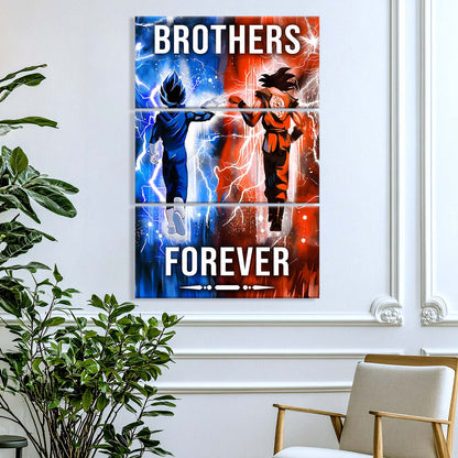 Dragon Ball - 3 Piece Wall Art - DR074 - Brothers Forever - Goku - Vegeta - Dragon Ball Canvas