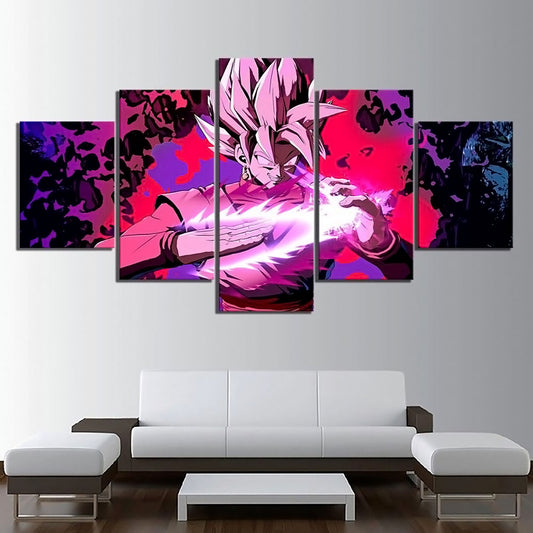 Dragon Ball - 5 Pieces Wall Art - Black Goku - Super Saiyan Rose - Printed Wall Pictures Home Decor - Dragon Ball Poster - Dragon Ball Canvas