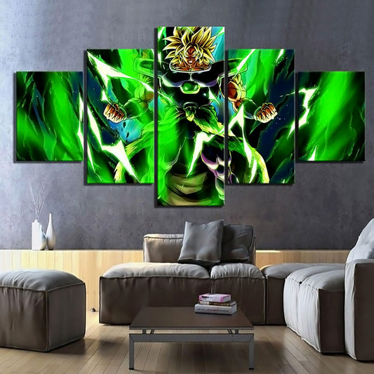 Dragon Ball - 5 Pieces Wall Art - Broly - Printed Wall Pictures Home Decor - Dragon Ball Poster - Dragon Ball Canvas
