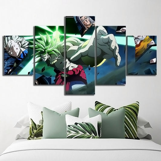 Dragon Ball - 5 Pieces Wall Art - Broly - Goku - Vegeta - Trunk - Super Saiyan - Printed Wall Pictures Home Decor - Dragon Ball Poster - Dragon Ball Canvas