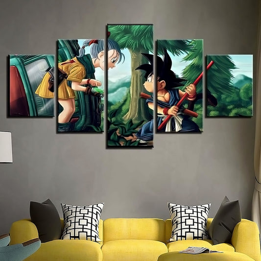 Dragon Ball - 5 Pieces Wall Art - Bulma - Kid Goku - Printed Wall Pictures Home Decor - Dragon Ball Poster - Dragon Ball Canvas