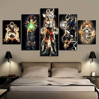 Dragon Ball - 5 Pieces Wall Art - Gohan - Androi 17 - Mastered Ultra Instinct Goku - Vegeta - Frieza - Printed Wall Pictures Home Decor - Dragon Ball Poster - Dragon Ball Canvas
