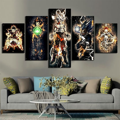 Dragon Ball - 5 Pieces Wall Art - Gohan - Androi 17 - Mastered Ultra Instinct Goku - Vegeta - Frieza - Printed Wall Pictures Home Decor - Dragon Ball Poster - Dragon Ball Canvas