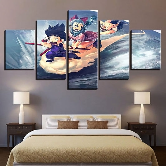 Dragon Ball - 5 Pieces Wall Art - Goku - Bulma - Printed Wall Pictures Home Decor - Dragon Ball Poster - Dragon Ball Canvas