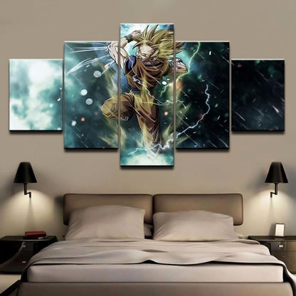 Dragon Ball - 5 Pieces Wall Art - Goku Super Saiyan 3 - Printed Wall Pictures Home Decor - Dragon Ball Poster - Dragon Ball Canvas