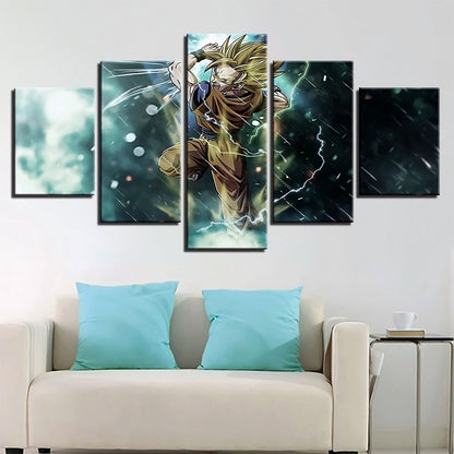 Dragon Ball - 5 Pieces Wall Art - Goku Super Saiyan 3 - Printed Wall Pictures Home Decor - Dragon Ball Poster - Dragon Ball Canvas