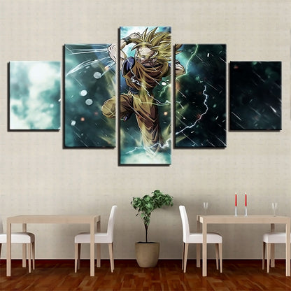Dragon Ball - 5 Pieces Wall Art - Goku Super Saiyan 3 - Printed Wall Pictures Home Decor - Dragon Ball Poster - Dragon Ball Canvas