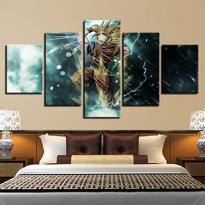 Dragon Ball - 5 Pieces Wall Art - Goku Super Saiyan 3 - Printed Wall Pictures Home Decor - Dragon Ball Poster - Dragon Ball Canvas