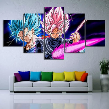 Dragon Ball - 5 Pieces Wall Art - Goku - Super Saiyan Blue - Super Saiyan Rose - Printed Wall Pictures Home Decor - Dragon Ball Poster - Dragon Ball Canvas