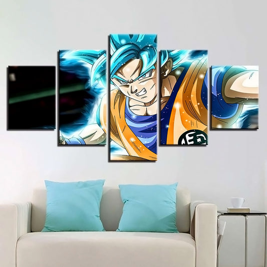 Dragon Ball - 5 Pieces Wall Art - Mastered Ultra Instinct Goku - Printed Wall Pictures Home Decor - Dragon Ball Poster - Dragon Ball Canvas