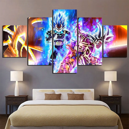 Dragon Ball - 5 Pieces Wall Art - Goku - Vegeta - Super Saiyan Blue - Printed Wall Pictures Home Decor - Dragon Ball Poster - Dragon Ball Canvas