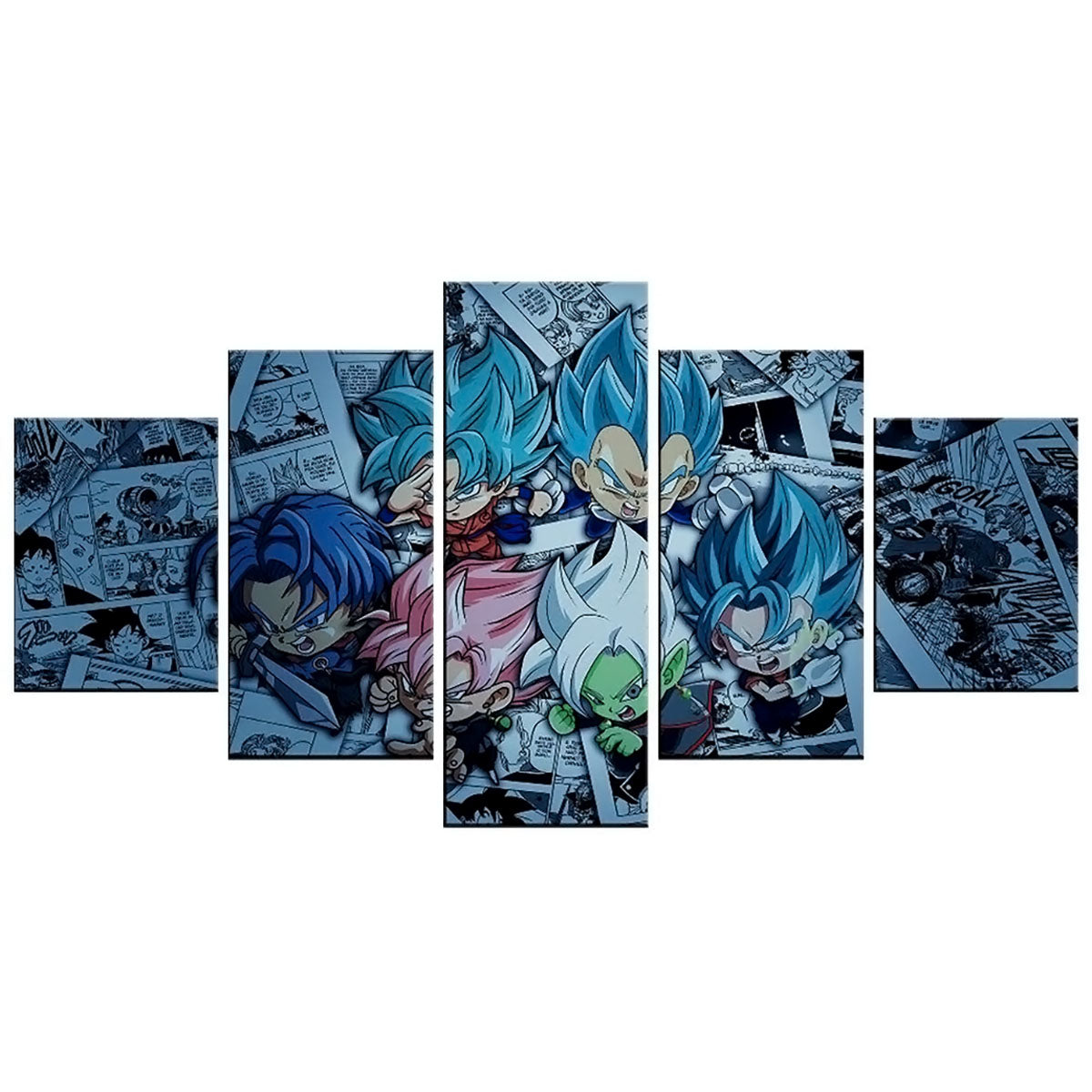 Dragon Ball - 5 Pieces Wall Art - Goku - Vegeta - Super Saiyan Blue - Super Saiyan Rose - Trunk - Vegeto - Zamasu -Black Goku  - Printed Wall Pictures Home Decor - Dragon Ball Poster - Dragon Ball Canvas