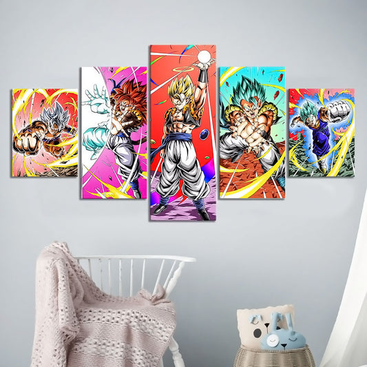 Dragon Ball - 5 Pieces Wall Art - Goku - Vegeto - Super Saiyan Blue - Super Saiyan - Mastered Ultra Instinct - Printed Wall Pictures Home Decor - Dragon Ball Poster - Dragon Ball Canvas