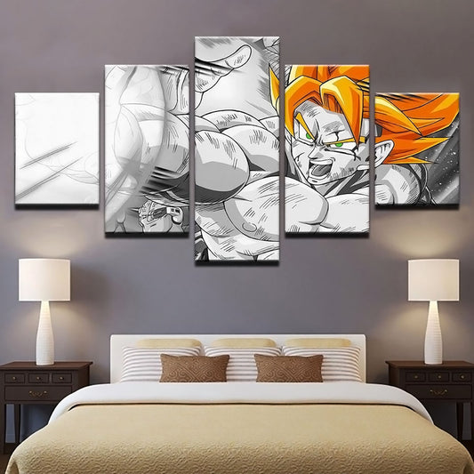 Dragon Ball - 5 Pieces Wall Art - Goku - Super Saiyan - Printed Wall Pictures Home Decor - Dragon Ball Poster - Dragon Ball Canvas