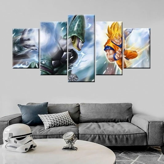 Dragon Ball - 5 Pieces Wall Art - Goku Super Saiyan - Cell - Printed Wall Pictures Home Decor - Dragon Ball Poster - Dragon Ball Canvas