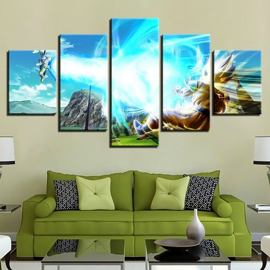 Dragon Ball - 5 Pieces Wall Art - Cell Vs Goku Super Saiyan - Printed Wall Pictures Home Decor - Dragon Ball Poster - Dragon Ball Canvas