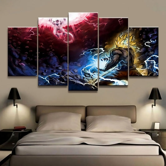 Dragon Ball - 5 Pieces Wall Art - Goku And Frieza In Namek - Printed Wall Pictures Home Decor - Dragon Ball Poster - Dragon Ball Canvas