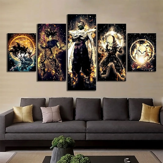 Dragon Ball - 5 Pieces Wall Art - Kid Goku - Black Goku - Picolo - Krillin - Printed Wall Pictures Home Decor - Dragon Ball Poster - Dragon Ball Canvas