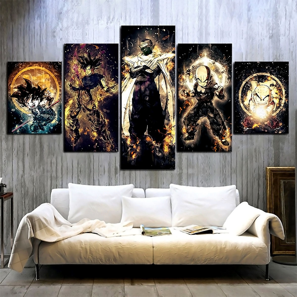 Dragon Ball - 5 Pieces Wall Art - Kid Goku - Black Goku - Picolo - Krillin - Printed Wall Pictures Home Decor - Dragon Ball Poster - Dragon Ball Canvas